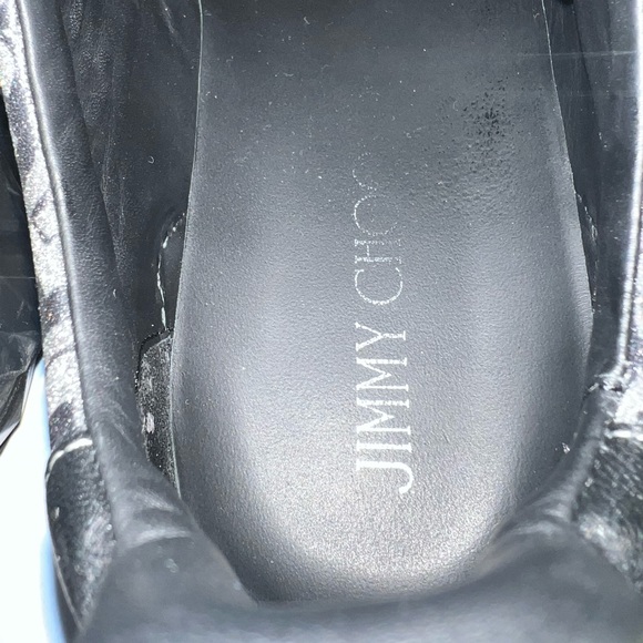 Jimmy Choo Women's Leather 'Diamond' Monogram Sneakers Silver Black - Picture 13 of 16